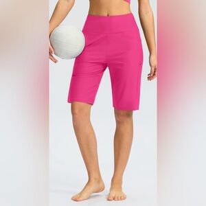 NWT GGradual Rosy 9" Long Swim Board Shorts UPF50+ Pockets Knee Length Womens S